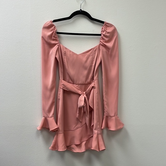 More TO COME Khloe Ruffle Sleeve Mini Dress in Blush - Picture 4 of 5